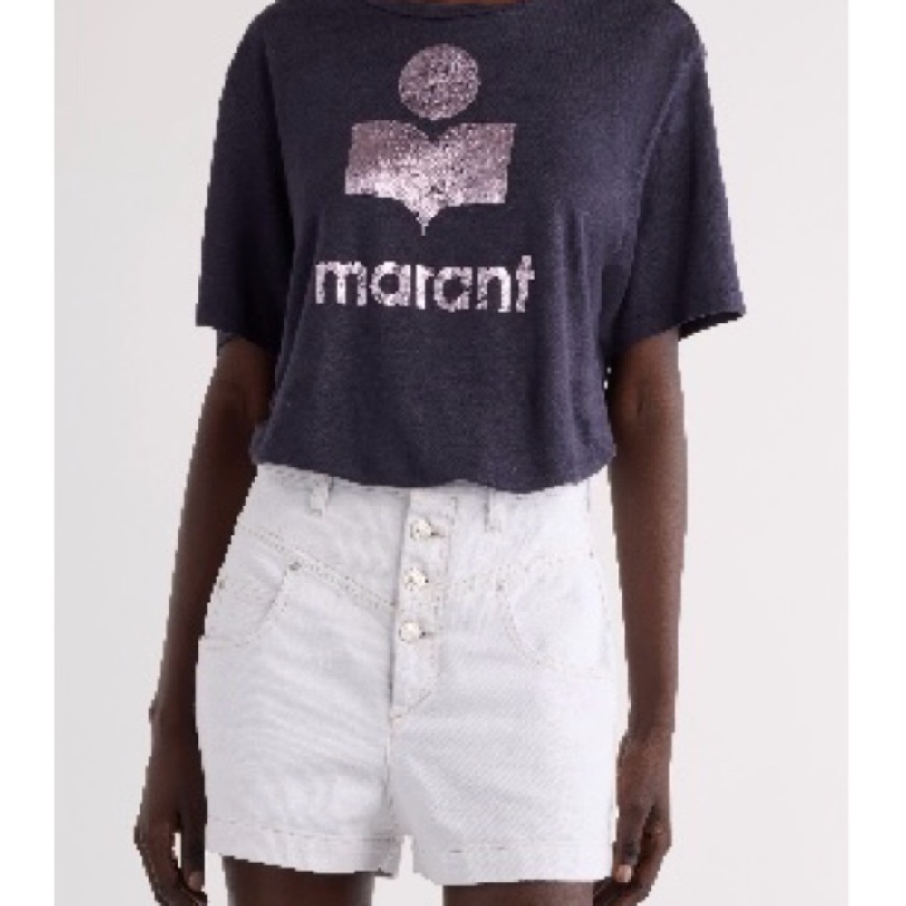 Isabel Marant Dark T-shirt with Metallic Logo (lilac) Small